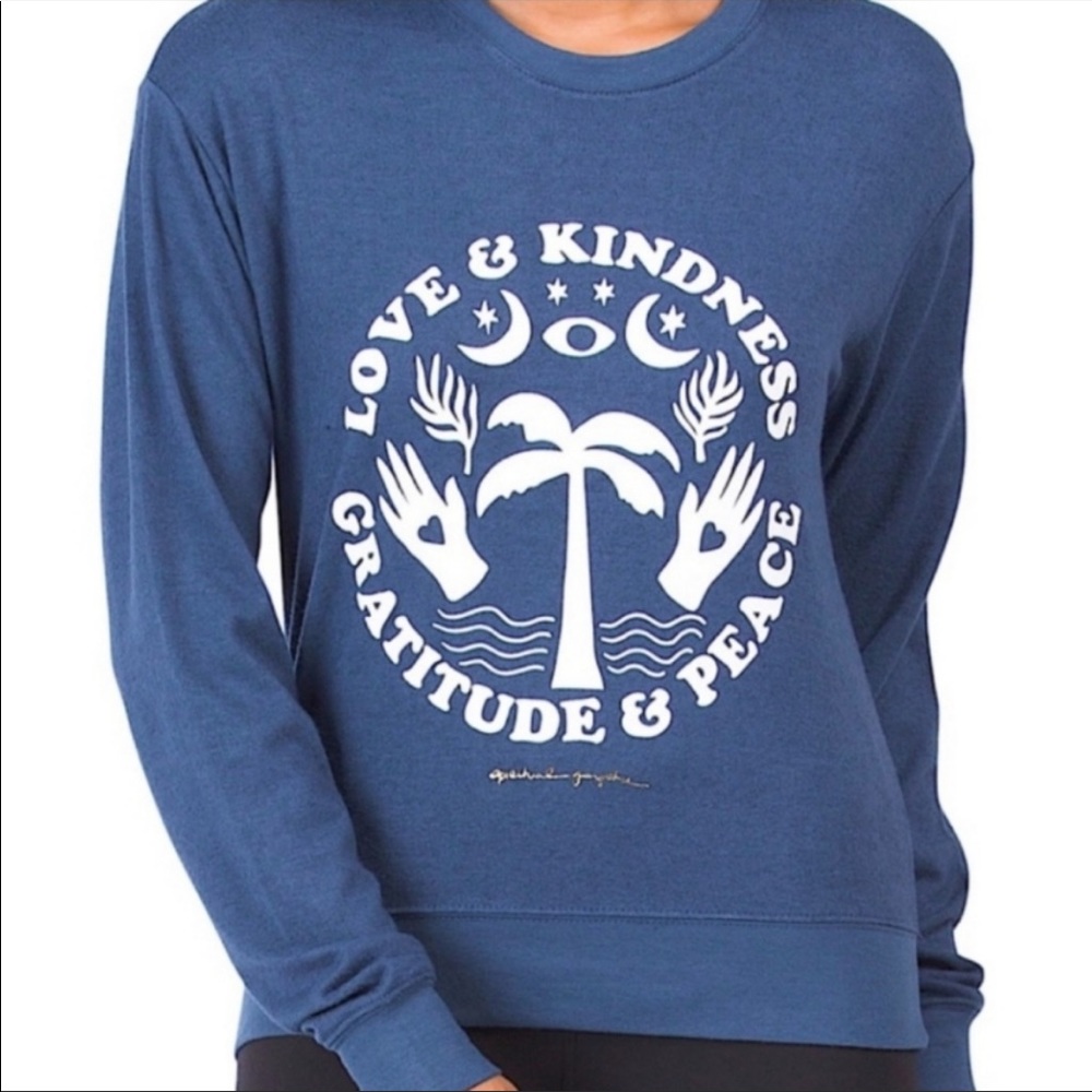 Spiritual Gangster NWT Peace Love Gratitude Kindness Savasana Crewneck Large